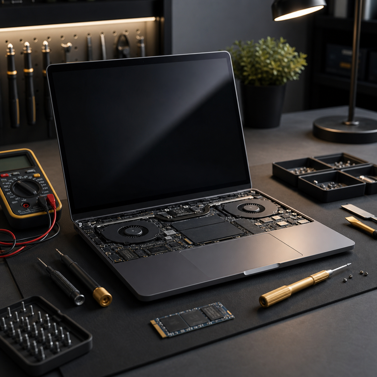 Laptop and accessories for pre-purchase analysis